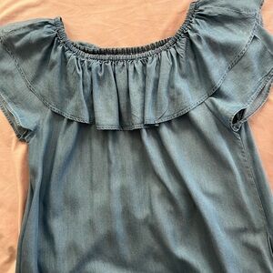Tommy Hilfiger Blue Denim on/off shoulder chambray dress Old Money spring summer